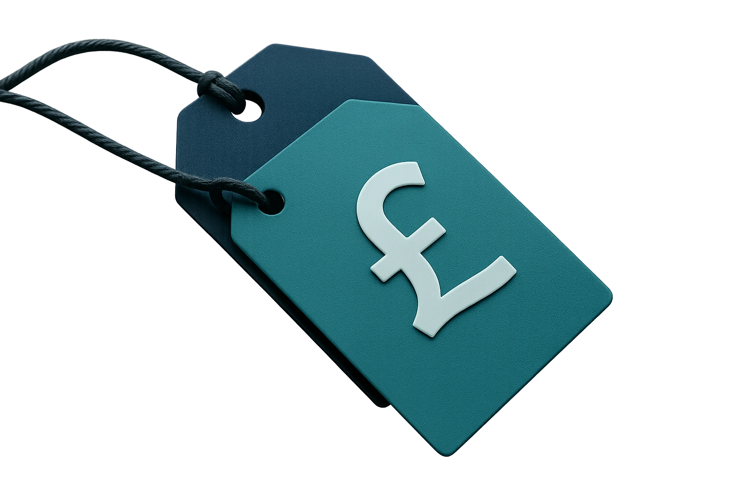 Teal price tag with pound symbol